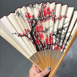 Elegant Floral Hand Fan from Japan